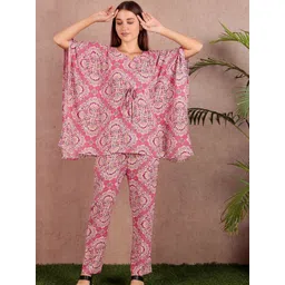 DARVI Printed Notch Neck Kaftan Tunic & Trousers-picture-37