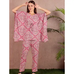 DARVI Printed Notch Neck Kaftan Tunic & Trousers-picture-29