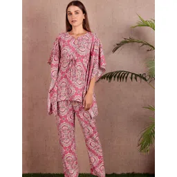 DARVI Printed Notch Neck Kaftan Tunic & Trousers-picture-26