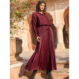 Dash and Dot Burgundy Pleated Skirt Set-picture-33