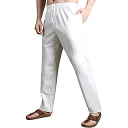 dastekarigar Men's Cotton Pyjama Pants with Drawstring, Cotton Pajama for Men, Relaxed Fit Pyjama, White Pajama for Men-picture-23