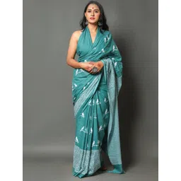 Dastkar Ethnic Motifs Pure Cotton Block Print Saree-picture-24