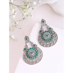 DASTOOR Silver-Plated Artificial Stones-Studded Oxidised Chandbalis-picture-21