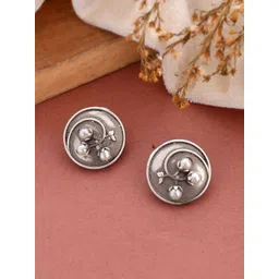 DASTOOR Silver-Plated Circular Shaped Studs Earrings-picture-11