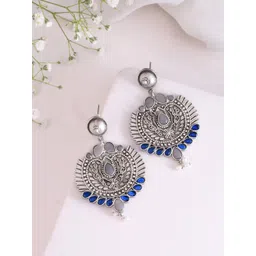 DASTOOR Silver-Plated Contemporary Drop Earrings-picture-15