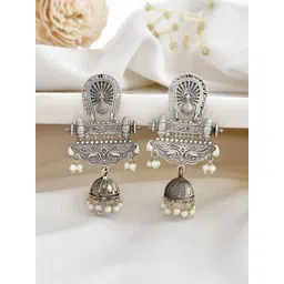 DASTOOR Silver Plated Oxidised Contemporary Jhumkas-picture-33