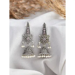 DASTOOR Silver Plated Oxidised Jhumka-picture-24