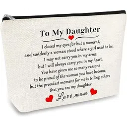 Daughter Gift from Mom to My Daughter Makeup Cosmetic Bag Christmas Birthday Graduation Gifts for Daughter Wedding Gift Adult Daughter Gifts Travel Toiletry Bag Daughter Bridal Shower Gift Make Up Pouch-picture-26