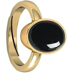 dauraya gems Certified 21.25 Ratti / 20.00 Carat Natural Black Onyx Chalcedony Adjustable Ring (Sulemani Hakik Gold Plated Gemstone by Lab Certified(Top AAA+) Quality for Men and Women-picture-34