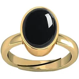 dauraya gems Certified 8.25 Ratti / 7.00 Carat Natural Black Onyx Chalcedony Adjustable Ring (Sulemani Hakik Gold Plated Gemstone by Lab Certified(Top AAA+) Quality for Men and Women-picture-24