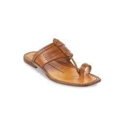 DAVINCHI Men Tan Ethnic Leather Comfort Sandals-picture-35