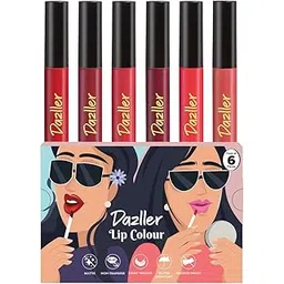 Dazller Lip Colour Lipstick Combo Pack of 6|Vibrant Matte Liquid Lipstick for Women|Long Stay|Smudge-Proof|Non-Transfer|Red Masala|21.6g-picture-10