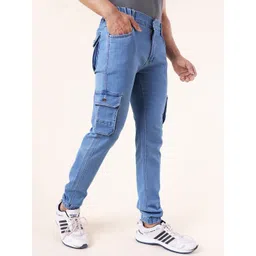 DAZORA Men Slim Fit Mid-Rise Clean Look Cargo Joggers Jeans-picture-13