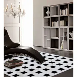 dazzhome Black and Ivory Hair On Leather Checkered Hand Woven 9ftx12ft Carpet-picture-31