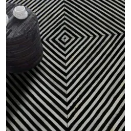 dazzhome Black Hair On Leather Geometrical Hand Woven 3ftX5ft Carpet-picture-24