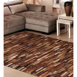 dazzhome Brown Hair On Leather Stripes Hand Woven 4X6ft Carpet-picture-20