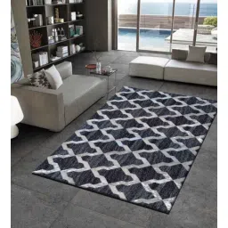 dazzhome Grey & Silver Hair On Leather Geometrical Hand Woven 5ftX7ft Carpet-picture-12