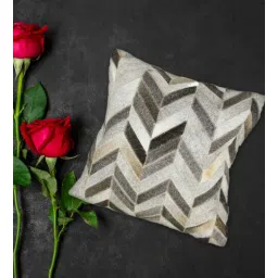 dazzhome Grey Geometric Hair On Leather 16 x 16 Inches Cushion Cover-picture-34