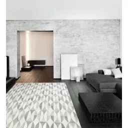 dazzhome Grey Hair On Leather Geometrical Hand Woven 3ftX5ft Carpet-picture-30