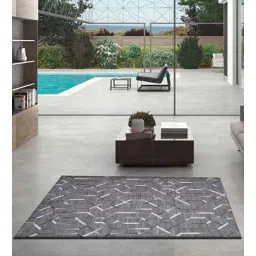 dazzhome Grey Hair On Leather Geometrical Hand Woven 5ftX7ft Carpet-picture-20