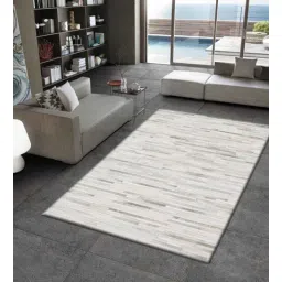 dazzhome Natural Hair On Leather Stripes Hand Woven 3ftX5ft Carpet-picture-22