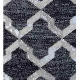 dazzhome Grey & Silver Hair On Leather Geometrical Hand Woven 6ftX9ft Carpet image 4