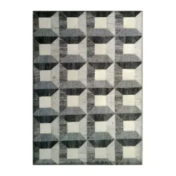 dazzhome Grey Hair On Leather Checkered Hand Woven 6ftX9ft Carpet image 2