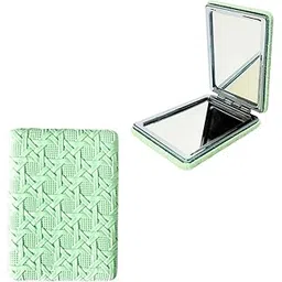 Dazzling Belle Compact Mirror, Green Textured Case, 8x6 cm, Travel-Friendly Pocket Size-picture-11