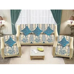 Dazzling DECOR Velvet Sofa Cover with Cushion Covers Set of 5 Seater - Premium Sofa Covers 3 Seater and 2 Seater Full Cover Set for Couch Seat - Heavy Fabric Sofa Slip Back Protector, 1001_Aqua-picture-19