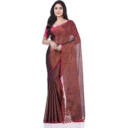 db desh bidesh Women`s Bengal MayurKonthi Color Changer Tissue Pure Handloom Cotton Saree With Blouse Piece-picture-12