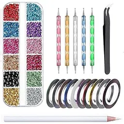 d.b.z. D.B.Z.® Nail Art Kit For Girl Rhinestones Butterfly Flakes Sequins Nail Tools Kit , 10 Round Tapes with Pickup Pencil + Tweezer for Decoration Nail Art-picture-28