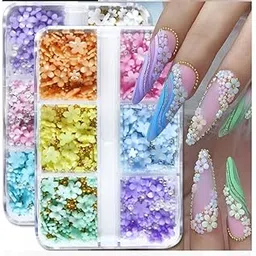 D.B.Z. Flower Nail Art Charms Luxury 3D Supplies Assorted Design Flower Gold Silver Beads Design DIY Acrylic Nail Art Accessories for Women Girls-picture-14