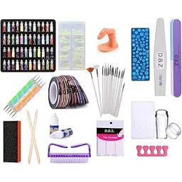 D.B.Z.® Nail Art Kit - 48 Pcs Glass Bottles Glitter,100 Nails,5 Nail Tapes, Stamping Plate, Stamper with Scrapper, Cuticle Wooden Sticks Buffer Complete Nail Art Ki For Learners & Professional.-picture-18