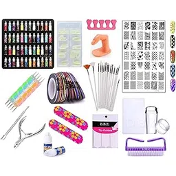 D.B.Z.® Nail Art Kit - 48 Pcs Glass Bottles Glitter,100 Nails,5 Nail Tapes, Stamping Plate, Stamper with Scrapper, Nail Practice Finger, Buffer Complete Nail Art Gift Kit-picture-17