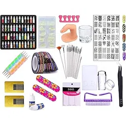 D.B.Z.® Nail Art Kit - Glass Bottles Glitter,100 Nails,5 Nail Tapes, Stamping Plate, Stamper with Scrapper, Nail Extension guide All in One Nail Art Kit For Home Use, Learners & Professional.-picture-20