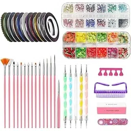 D.B.Z.® Nail Art Kit, Nail Design Tools with 15pcs Nail Art Brushes, Nail Dotting Tool, Nail Striping Tapes , Rhinestones Crystals and Nail File Kit for Nails-picture-29