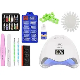 D.B.Z.® Nail Art Kit with UV LED Nail Lamp Gel Manicure Dryer Lamp, 12 Bottles Glitter Stones,100 Nails Transparent , Nail Display Board ,Nail Buffer, Nail Dotting Pen with Glue - Nails Kit-picture-22
