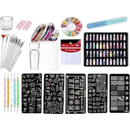 D.B.Z.® Nail Art Stamping Kit With Nail Art Tools 48 Pcs Nail Art Glitter Set & 15 Pcs Nail Brushes - Gift for Girl (XY-NB Series)-picture-33
