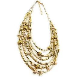 dca Cream/Gold Glass/Brass Women Necklace (4031)-picture-22