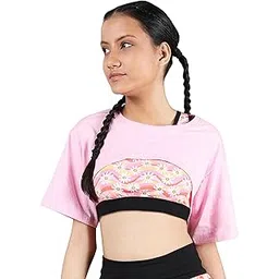 dchica Cotton Bust Cut Tee Athleisure Wear for Women's, Sports Bra Cover Up Crop Top (Pack of 1) Half Sleeve Everyday Sportswear Perfect for Cycling, Yoga, Walking & Casual Wear-picture-36