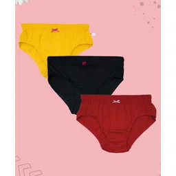 D'Chica Pack Of 3 Solid Full Coverage Hipster Panties - Black Red & Yellow-picture-14