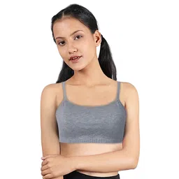 D'chica Sleeveless Double-Layer Thin Strap Cotton Athletic Bras | Non Padded Beginner Bra For Girls Pack Of 1 - Grey-picture-11