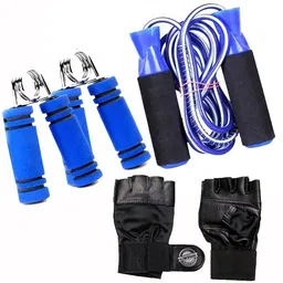 dcs pro Fitness Combo of Hand Grip + Skipping Rope + Leather Gym Gloves Fitness Accessory Kit Kit-picture-12