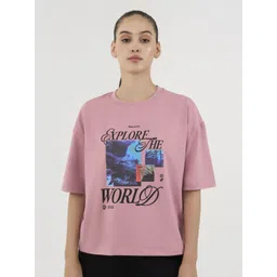 DCYPHR Graphic Printed Round Neck Oversized Cotton T-shirt-picture-34