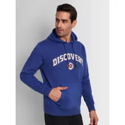 Dcyphr Sodalite Blue Discovery Varsity 1985 Self-Design Fullength Sleeves Regular Fit Hoodie image 1