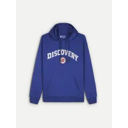 Dcyphr Sodalite Blue Discovery Varsity 1985 Self-Design Fullength Sleeves Regular Fit Hoodie image 2