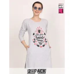 DDASPRATION Women Pack of 2 Typography Printed Round Neck Cotton Oversized T-shirt-picture-38