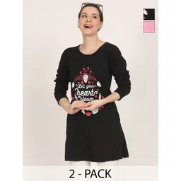 DDASPRATION Women Pack of 2Typography Printed Cotton T-shirt-picture-36