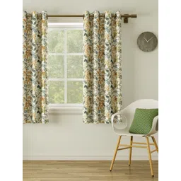 DDecor Beige & Blue Printed Single Curtain-picture-36