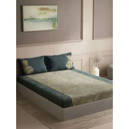 DDecor Blue Cotton 145TC Printed Bedsheet with 2 Pillow Cover-picture-10